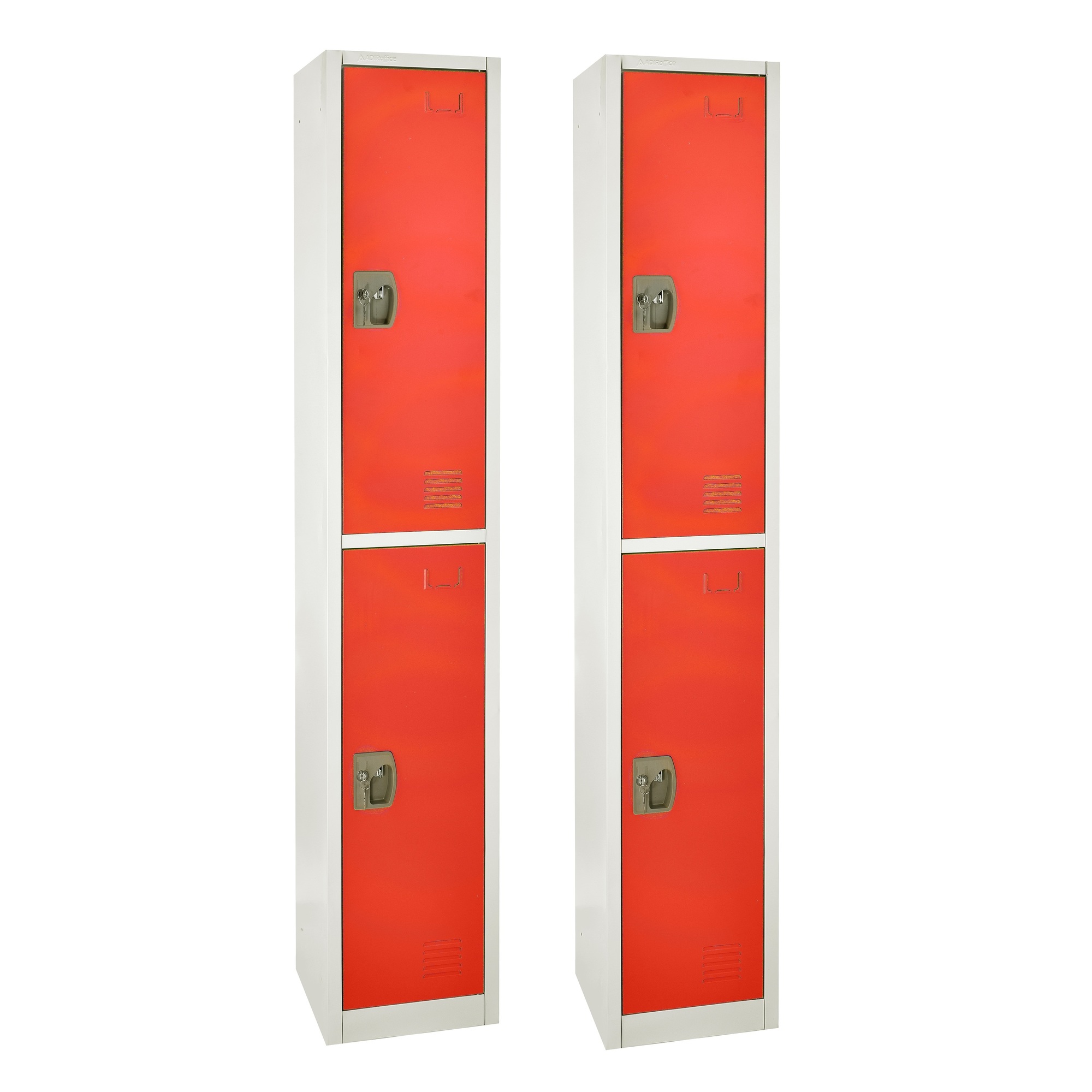 Alpine, 72in.H 2-Tier Steel Storage Locker, Red, 2-Pack, Height 72 in, Width 12 in, Color Red, Model# ADI629-202-RED-2PK